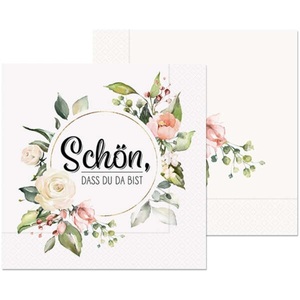 La Vida, Servietten Schön dass du da bist rosen 20 Stück, Servietten Schön dass du da bist - Rosen 20 Stück