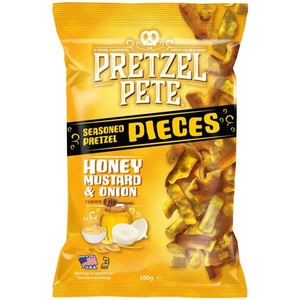 Pretzel Pete, Pretzel Pete Pieces Honey Mustard & Onion 160g, Pretzel Pete Pieces Honey Mustard & Onion 160g