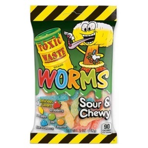 Toxic Waste, Toxic Waste Sour Worms 142g, Toxic Waste Worms Sour & Chewy 142g