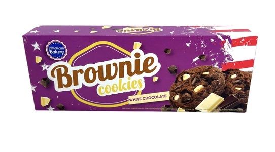American Bakery, American Bakery Brownie Cookies White Chocolate 106g, American Bakery Brownie Cookies White Chocolate 106g