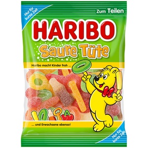 HARIBO, Haribo Saure Tüte 175g Saures Fruchtgummi