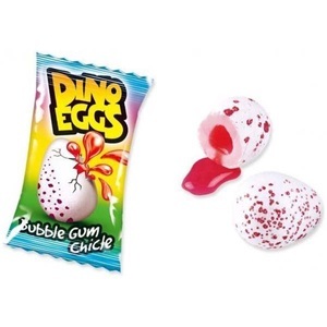 undefined, Fini Dinoeggs Bubble Gum in Dino-Ei-Form mit Erdbeergeschmack und flüssiger, saurer Füllung, Fini Dinoeggs Bubble Gum in Dino-Ei-Form
