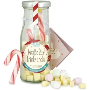 Weisse Trinkschokolade Glasflasche
