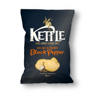 Kettle Chips, Kettle Hand cooked Chips Sea Salt & Black Pepper 130g, Kettle Chips Sea Salt & Crushed Black Pepper 130g Handfrittierte Kartoffel Chips