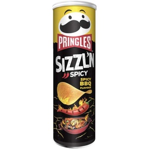 undefined, Pringles Sizzl'n Spicy BBQ Stapelchips mit würzigem Barbecue-Geschmack, Pringles Sizzl'n Spicy BBQ