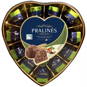 Maître Truffout, Pralinen Milchschokolade Haselnuss & Cerealien Herz 165g, Pralinen Milchschokolade Haselnuss & Cerealien Herz 165g