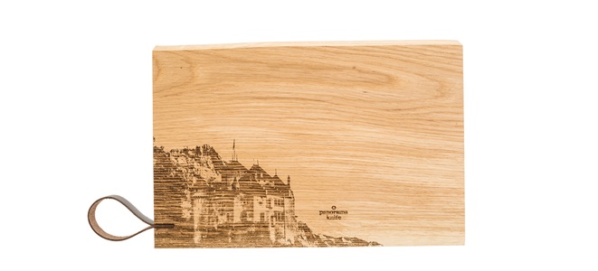 Panoramaknife, Schloss Chillon, Holz-Schneidebrett, Rustikal, Schloss Chillon, Holz-Schneidebrett, Rustikal