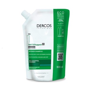 Vichy, Dercos Anti-schuppen Shampoo Nachfüllpack: Beruhigendes Shampoo Mit Salicylsäure Für Normales Bis Fettiges Haar Damen 500 ml, Vichy Dercos Anti-Schuppen Shampoo Nachfüllpack für normale bis fettige Kopfhaut