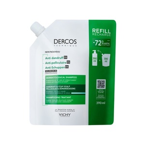 L'Oreal Deutschland GmbH, Vichy Dercos Anti-Schuppen Shampoo: Beruhigendes Shampoo mit Salicylsäure für normales bis fettiges Haar, VICHY - Dercos Eco-Refill Anti-Schuppen-Shampoo für normales bis fettiges Haar, 390 ml