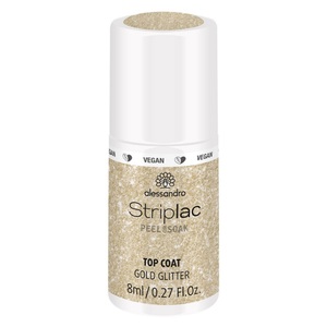 Alessandro, Striplac Peel or Soak - Top Coat Gold Glitter, Alessandro Striplac Top Coat Gold Glitter (8ml)