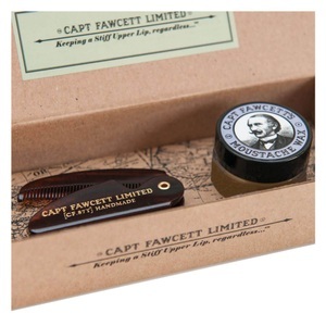 Captain Fawcett, Captain Fawcett Lavendel Bartwachs und klappbare Schnurrbart Kamm, Capt. Fawcett Care - Lavender Moustache Wax & Folding Pocket Moustache Comb Kit