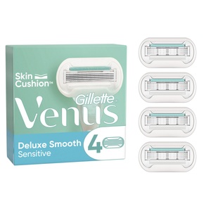 Gillette Venus, Deluxe Smooth Sensitive Rasierklingen Damen 4 pezzi, Gillette Venus Deluxe Smooth Sensitive Ersatzklingen (4 Stk)