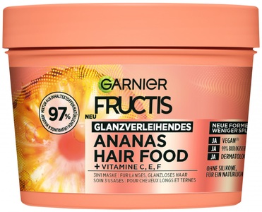 Garnier, Garnier Fructis Garnier Fructis Glanzverleihende Ananas Hair Food - 3in1 Maske haarkur 400.0 ml, GARNIER FRUCTIS Glanzverleihendes Ananas Hair Food 3in1 Maske (400ml)