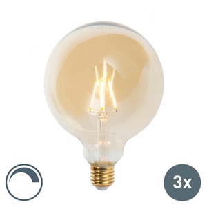 LUEDD, 3er Set E27 dimmbare LED Lampen G125 Goldline 2200K, 3er Set E27 dimmbare LED Lampen G125 Goldline 2200K