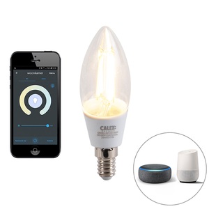 Calex, Smart E14 dimmbare LED-Lampe mit ca. 4,5 W 450 lm 1800-3000K, Calex Smart Tuya Wifi E14 Kerze Fadenlampe 4.5W 450lm - 818-830 Abstimmbares Weiß | Dimmbar - Ersatz für 40W