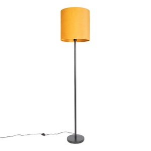 QAZQA, Art Deco Stehleuchte schwarz mit gelbem Schirm 40 cm - Simplo
