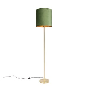 QAZQA, Botanische Stehlampe Messing mit grünem Schirm 40 cm - Simplo