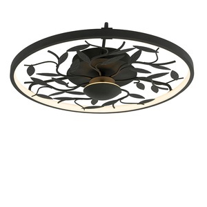 QAZQA, Art Deco Deckenleuchte schwarz mit Gold 3-Stufen dimmbar - Bota, Art Deco Deckenleuchte schwarz mit Gold 3-Stufen dimmbar - Bota