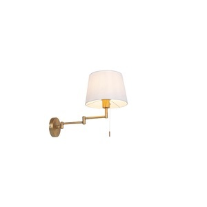 QAZQA, Wandleuchte Bronze mit weißem Schirm und verstellbarem Arm - Ladas