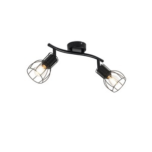 QAZQA, Moderne Deckenleuchte schwarz 2-Licht verstellbar - Botu, Moderne Deckenleuchte schwarz 2-Licht verstellbar - Botu