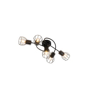 QAZQA, Moderne Deckenleuchte schwarz 59 cm 5-Licht - Botu, Moderne Deckenleuchte schwarz 59 cm 5-Licht - Botu