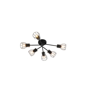 QAZQA, Moderne Deckenleuchte schwarz 65 cm 6-Lichter - Botu, Moderne Deckenleuchte schwarz 65 cm 6-Lichter - Botu