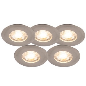 QAZQA, Set mit 5 Einbaustrahlern silber 3-stufig dimmbar - Ulo, Set mit 5 Einbaustrahlern silber 3-stufig dimmbar - Ulo