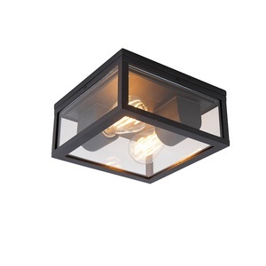 QAZQA, Industrielle Deckenleuchte schwarz IP44 - Charlois