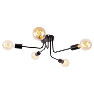 QAZQA, Design Deckenleuchte schwarz 5-Lichter - Facile, Design Deckenleuchte schwarz 5-Lichter - Facile