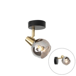 QAZQA, Art Deco Spot Gold mit Rauchglas - Vidro