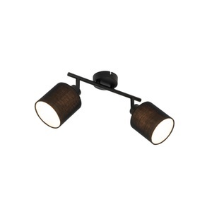 QAZQA, Deckenfleck schwarz mit schwarzem Schirm 2-Licht verstellbar - Hetta, Deckenfleck schwarz mit schwarzem Schirm 2-Licht verstellbar - Hetta