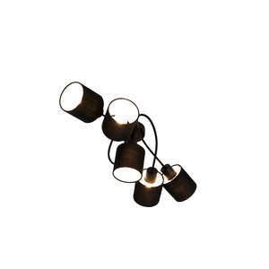 QAZQA, Moderne Deckenleuchte schwarz 5-Licht - Hetta, Moderne Deckenleuchte schwarz 5-Licht - Hetta