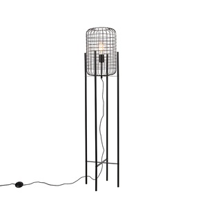 QAZQA, Industrielle Stehlampe schwarz - Bliss Vefa, Industrielle Stehlampe schwarz - Bliss Vefa