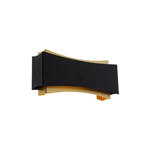 QAZQA, Moderne Wandleuchte schwarz mit Gold - Platten, Moderne Wandleuchte schwarz mit Gold - Platten
