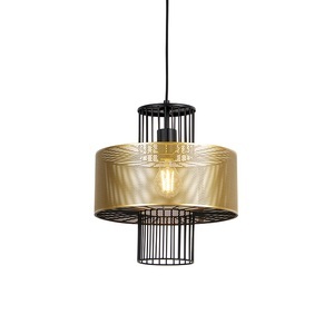QAZQA, Design Hängelampe Gold mit schwarz 30 cm - Tess