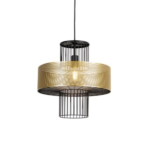 QAZQA, Design Hängelampe Gold mit schwarz 40 cm - Tess