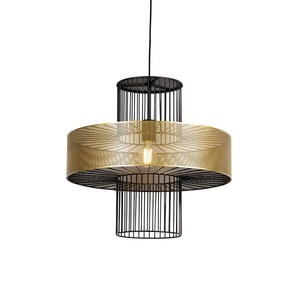 QAZQA, Design Hängelampe Gold mit schwarz 50 cm - Tess