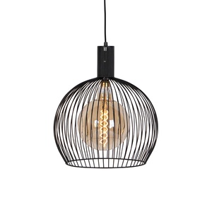 QAZQA, Design Hängelampe schwarz 40 cm - Wire Dos, Design Hängelampe schwarz 40 cm - Wire Dos