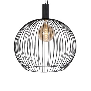 QAZQA, Design Hängelampe rund schwarz 70 cm - Wire Dos