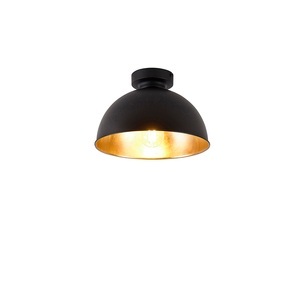 QAZQA, Industrielle Deckenleuchte schwarz mit Gold 28 cm - Magnax
