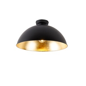 QAZQA, Deckenleuchte schwarz mit Gold 42 cm verstellbar - Magnax