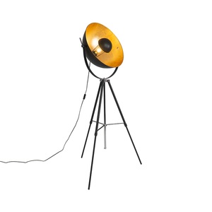QAZQA, Stehlampe schwarz mit gold 51 cm verstellbarem Stativ - Magnax