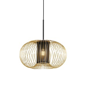 QAZQA, Design Hängelampe Gold mit schwarz 50 cm - Marnie, Design Hängelampe Gold mit schwarz 50 cm - Marnie