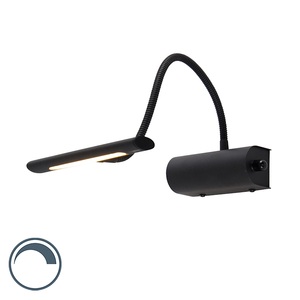 QAZQA, Design Wandleuchte schwarz 18,5 cm inkl. LED mit Dimmer - Tableau, Design Wandleuchte schwarz 18,5 cm inkl. LED mit Dimmer - Tableau