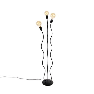 QAZQA, Design Stehleuchte schwarz 3-flammig - Wimme, Design Stehleuchte schwarz 3-flammig - Wimme