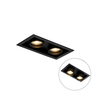 QAZQA, Modernes versenktes Spotschwarz verstellbar 2-Licht - Dach, Modernes versenktes Spotschwarz verstellbar 2-Licht - Dach