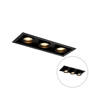 QAZQA, Moderne Einbauleuchte schwarz verstellbar 3-Licht - Dach