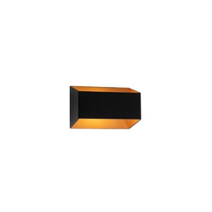 QAZQA, Design Wandleuchte schwarz mit Gold - Alone S., Design Wandleuchte schwarz mit Gold - Alone S.