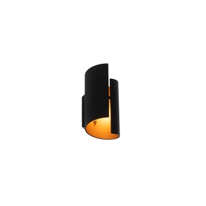 QAZQA, Design Wandleuchte schwarz mit Gold - Faldo