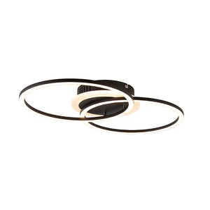 Reality Leuchten, LED-Deckenleuchte Venida schwarz, dimmbar, 2 Ringe, LED-Deckenleuchte Venida im Ringdesign, schwarz